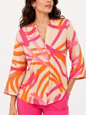 Vilagallo Juliet Top in Abstract Pink Orange Size EU 48